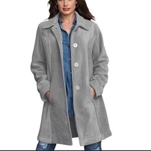 Roaman's fleece jacket coat women size L buttons down closure